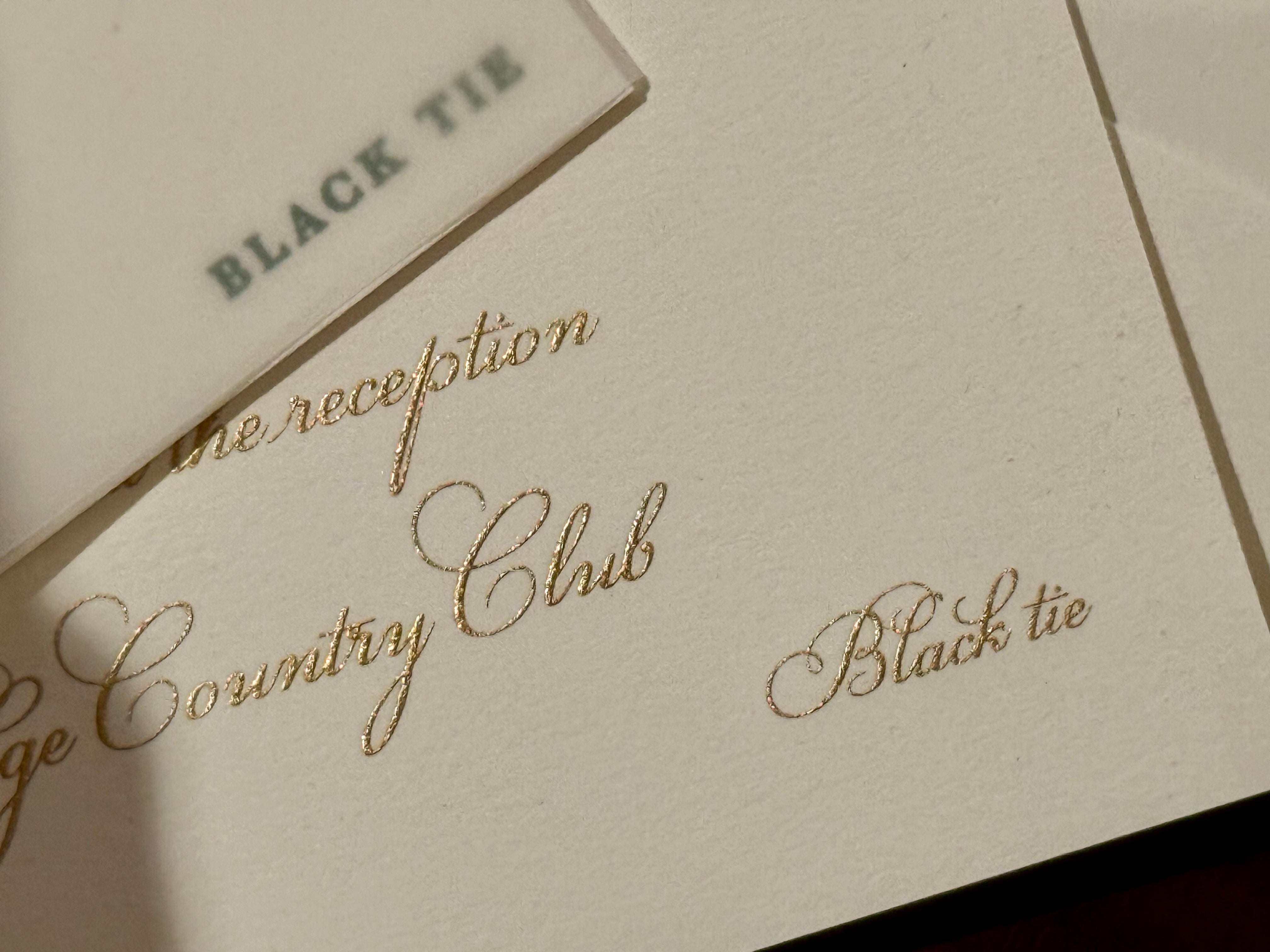 Black tie wedding invitation