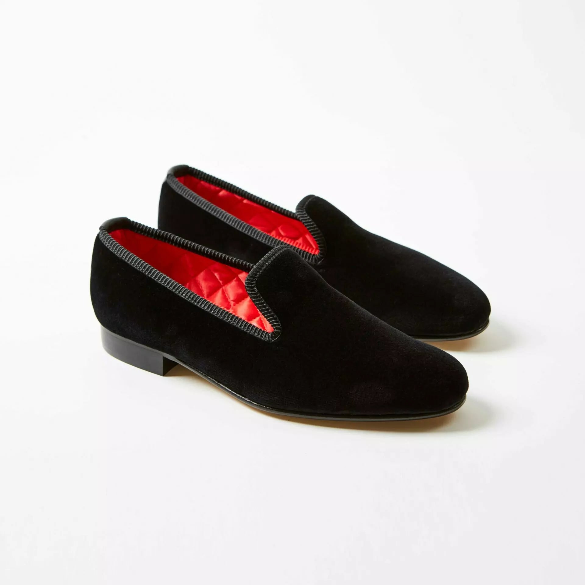 Bowhill and Elliott Black Velvet Albert Slippers at Waring Tuxedos in Fort Worth.