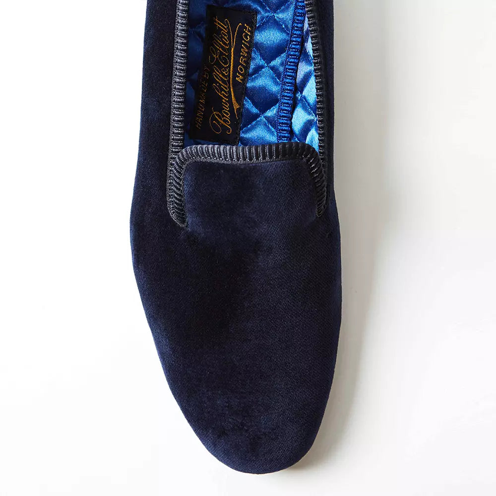 Navy Velvet Plain Albert Slippers at Waring Tuxedos in Fort Worth.