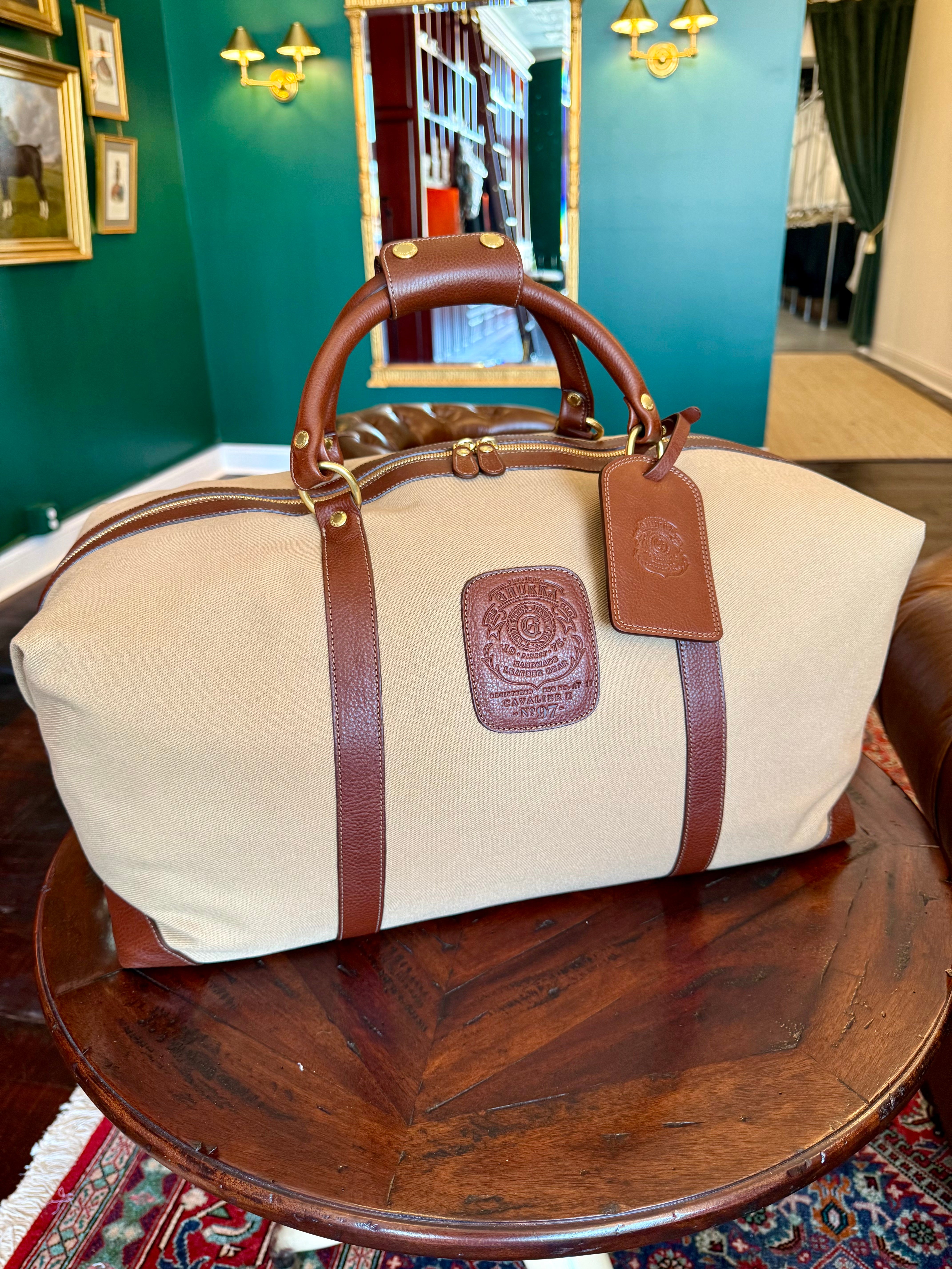Ghurka Cavalier II No 97 in Vintage Chestnut and Canvas at Waring Tuxedos in Fort Worth.