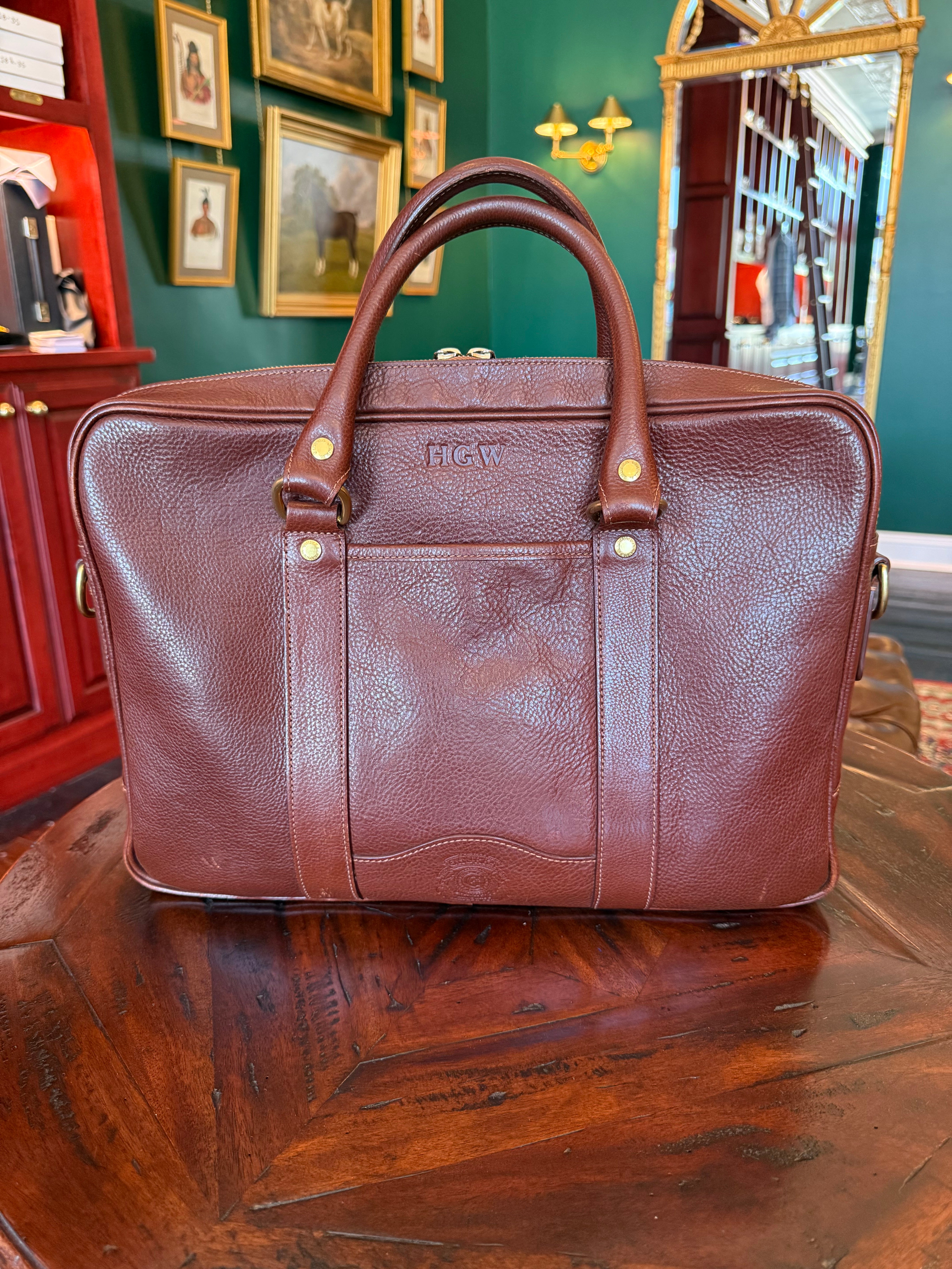 Ghurka Scout No. 295 Vintage Chestnut Briefcase at Waring Tuxedos in Fort Worth