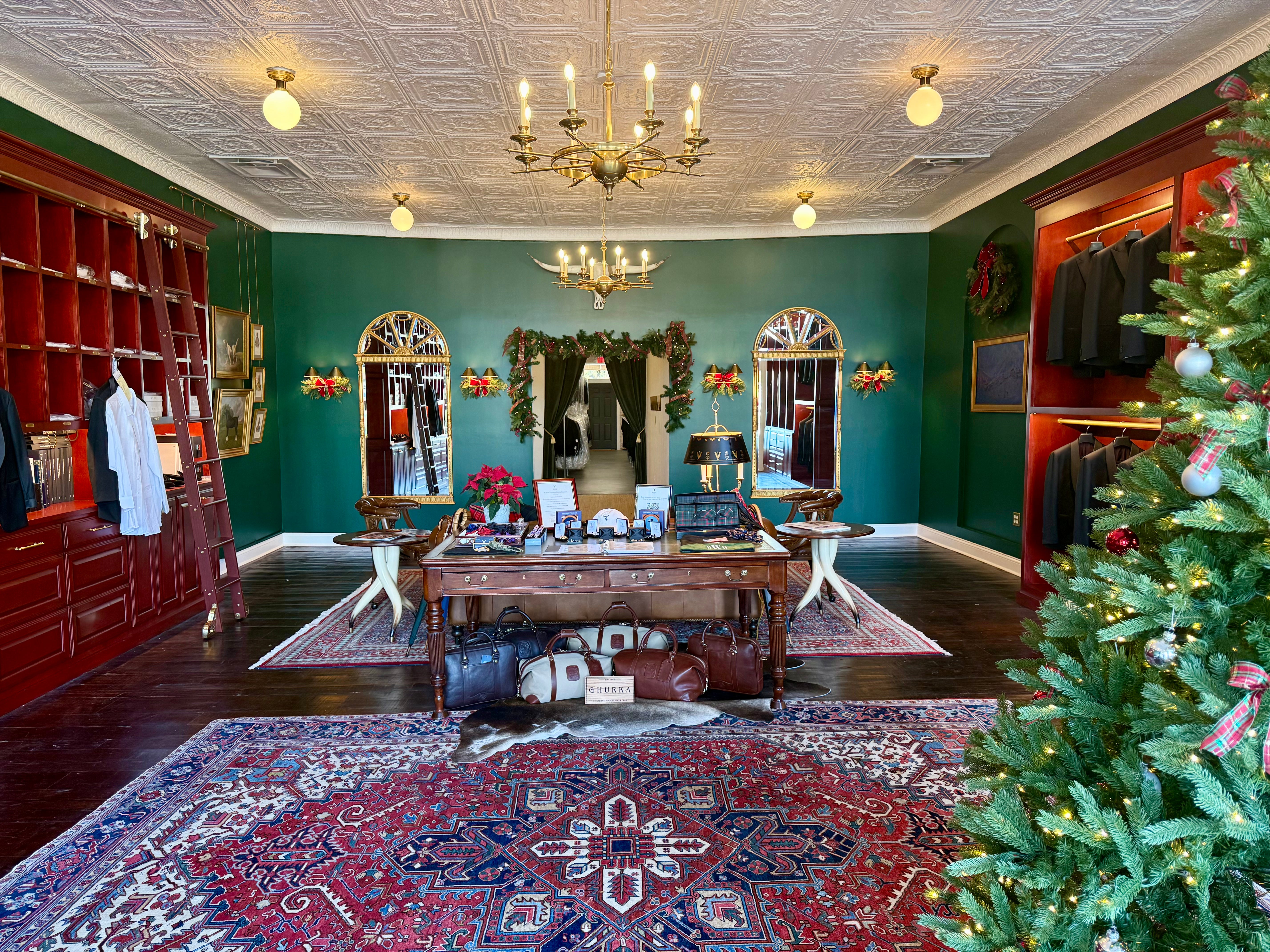 Waring Tuxedos Fort Worth decorated for Christmas