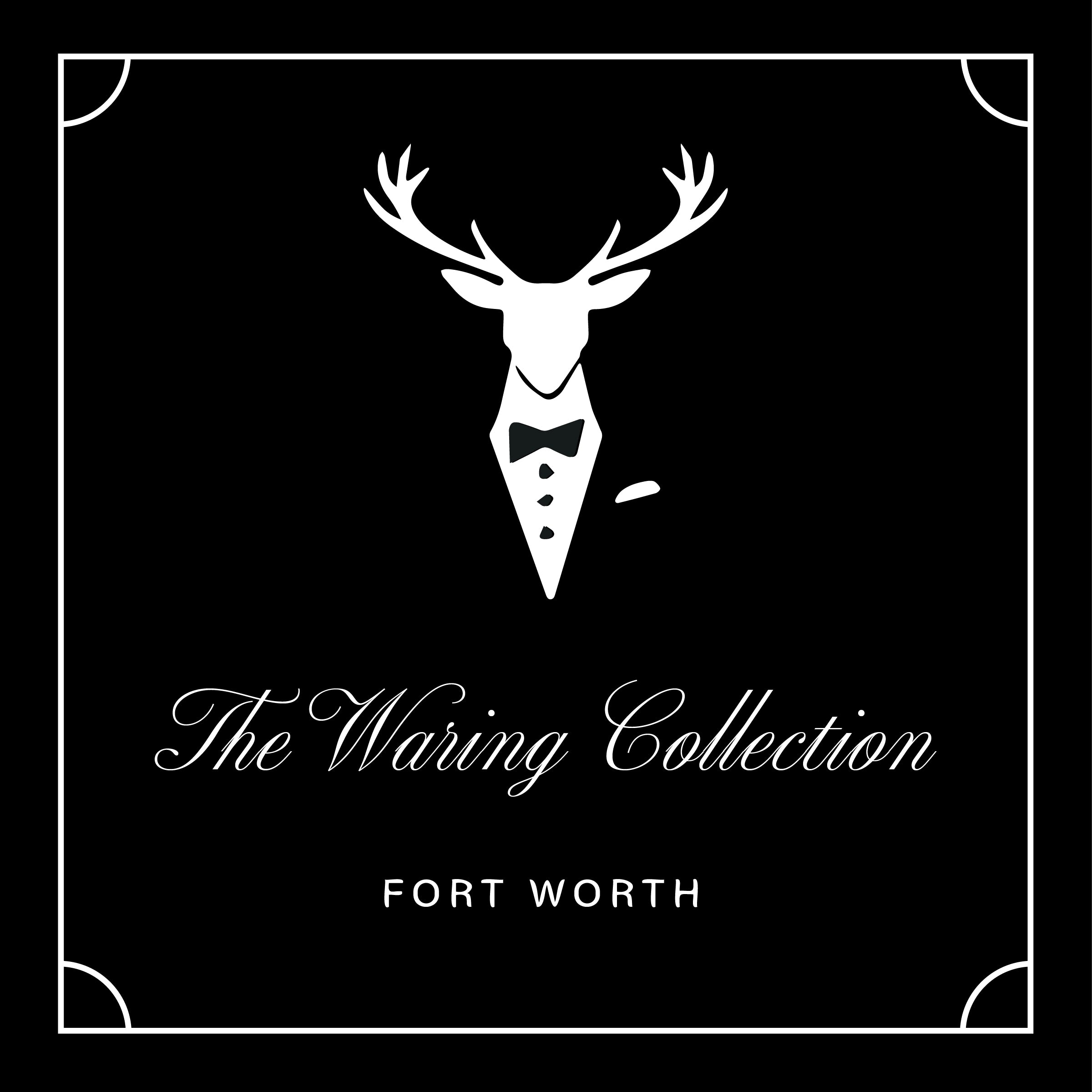 The Waring Collection at Waring Tuxedos Fort Worth Logo with Stylized Stag Deer in Tuxedo