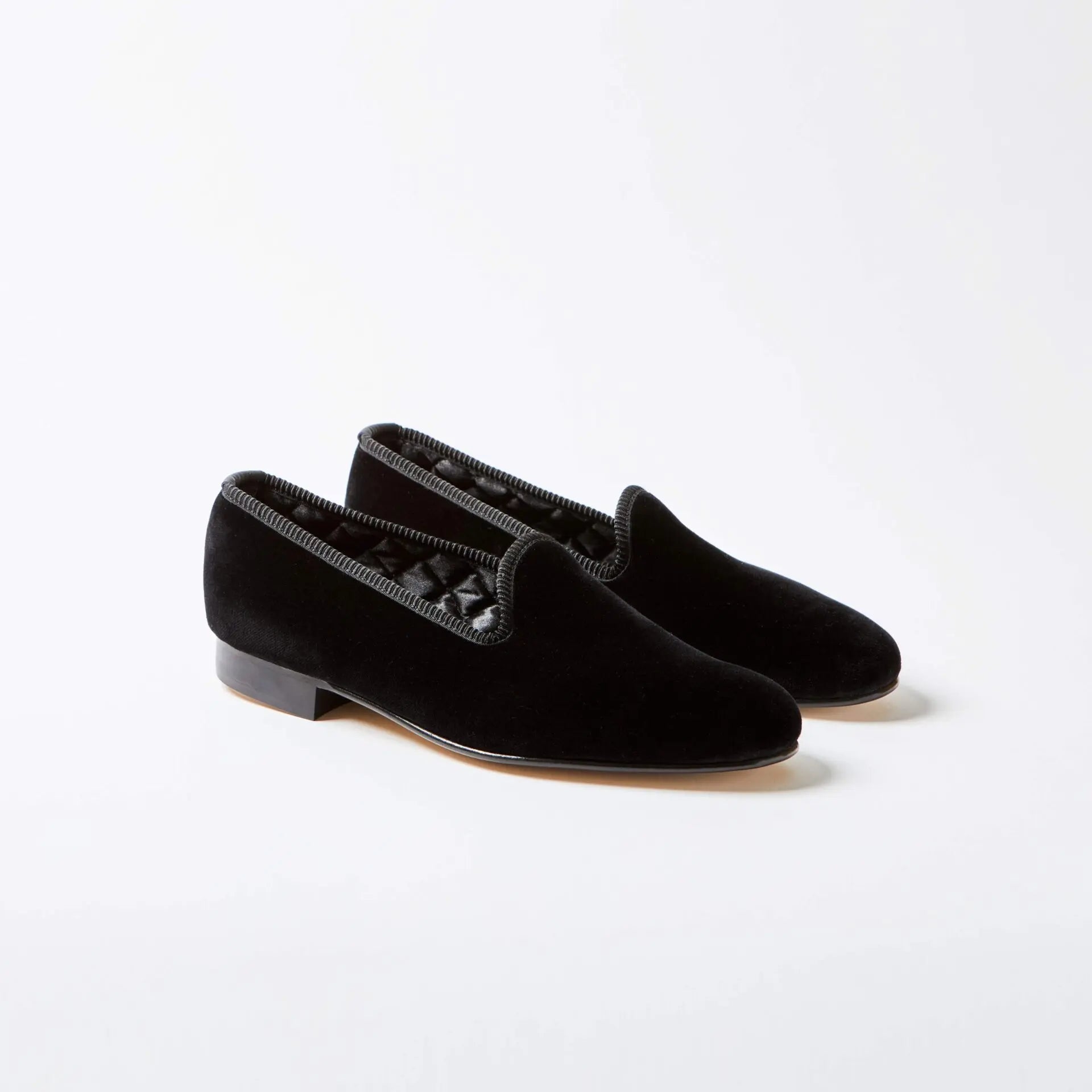 Bowhill and Elliott Black Velvet Venetian Slippers at Waring Tuxedos in Fort Worth.