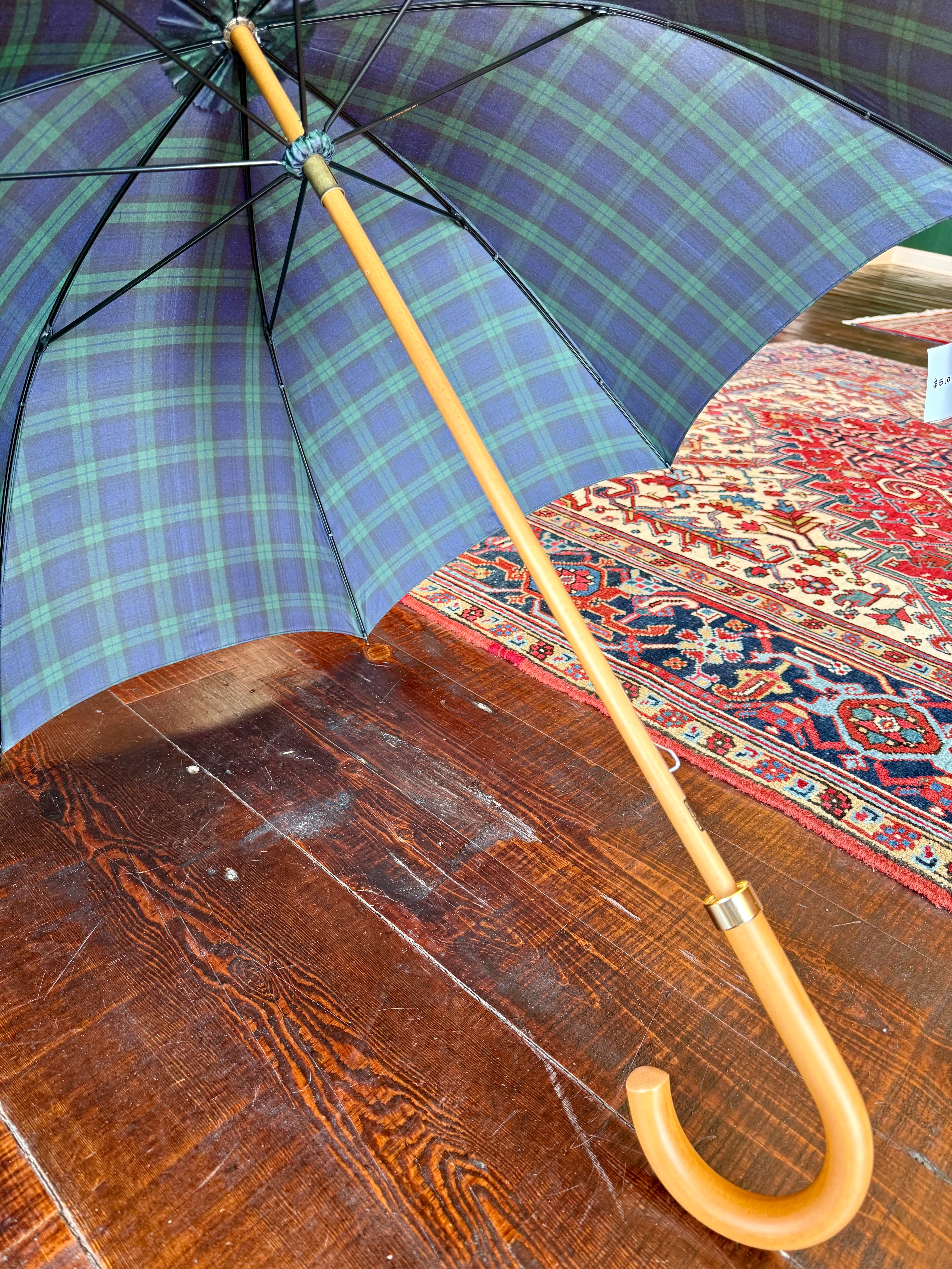Traditional English Umbrella handcrafted by Fox Umbrellas Ltd. for Waring Tuxedos in Fort Worth, Texas.