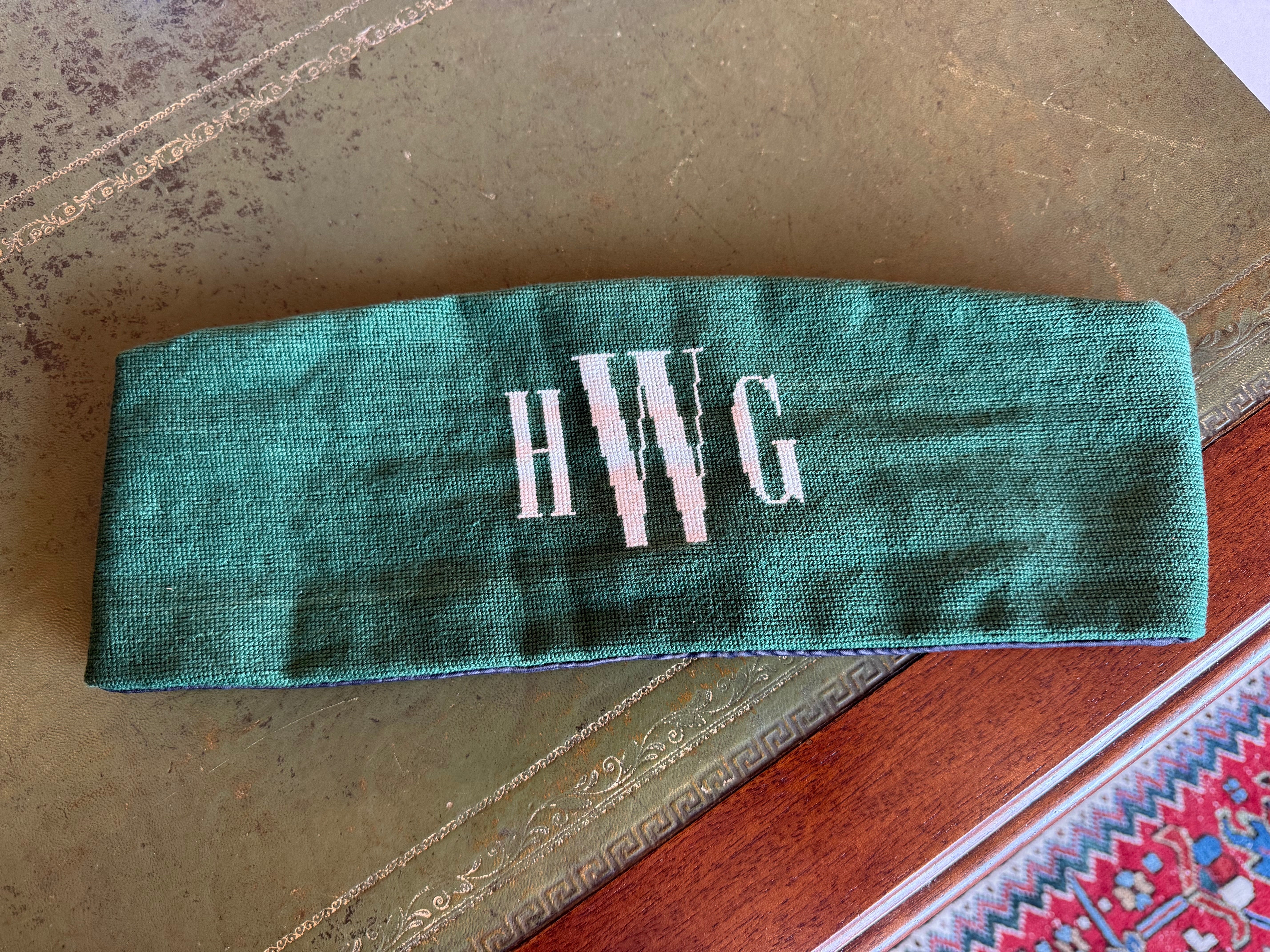 Custom Monogram Needlepoint Cummerbund by Smathers and Branson at Waring Tuxedos