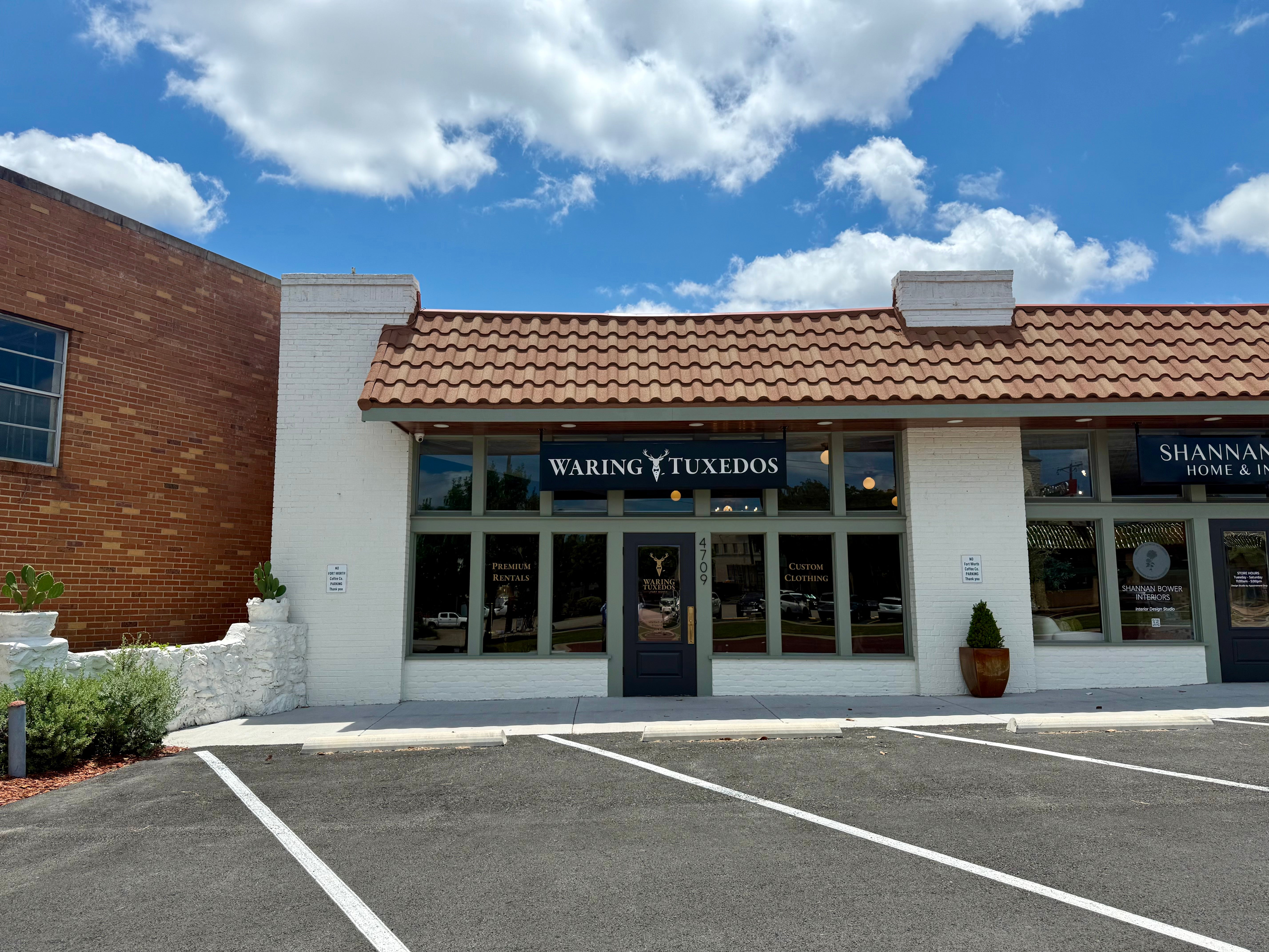 Photo of Waring Tuxedos storefront at 4709 Camp Bowie in Fort Worth, Texas